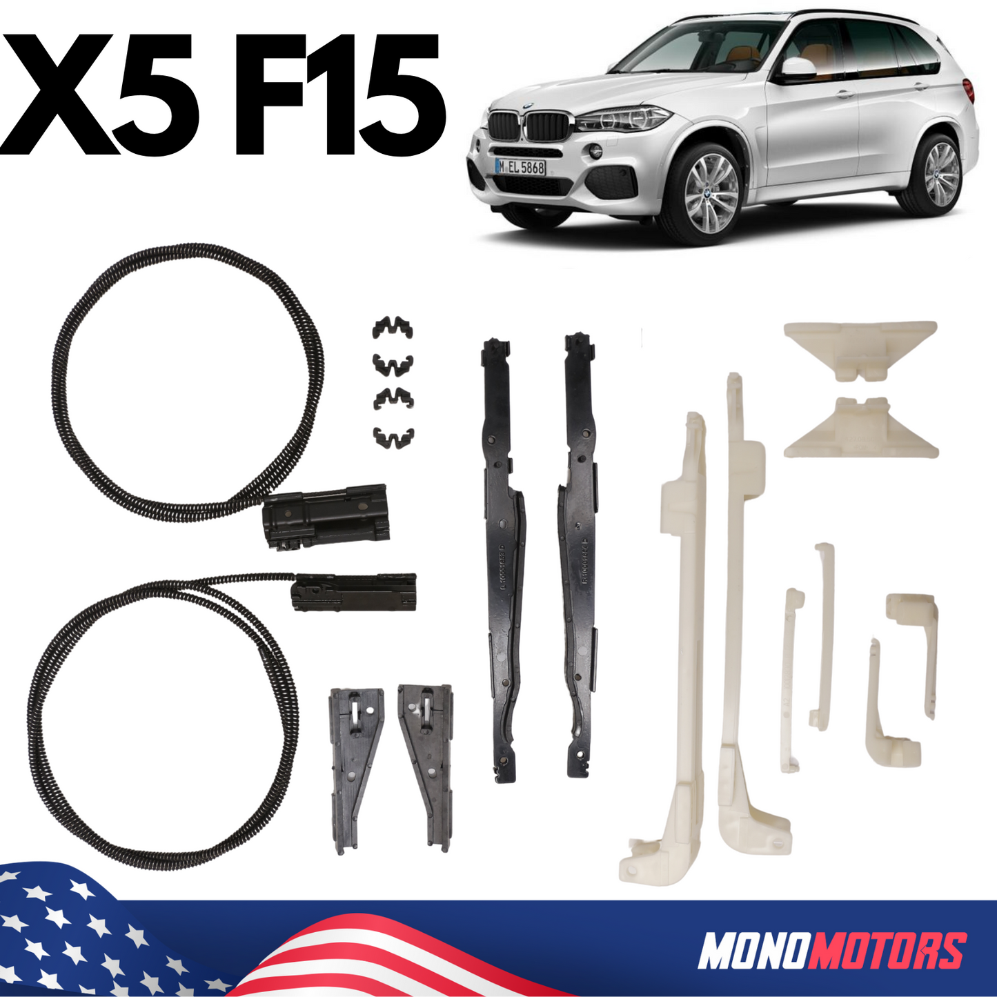 Panoramic Sunroof Repair Kit Cable Slider Lift Arms for BMW X5 F15 18pcs