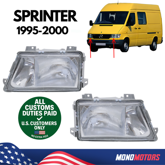 Headlight Set Left Right for Mercedes Sprinter 1995-2000 Manual Non-fog