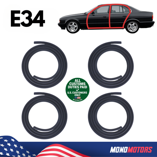 Rubber Door Seal Set Velvet for BMW E34 Sedan OEM 51728196290