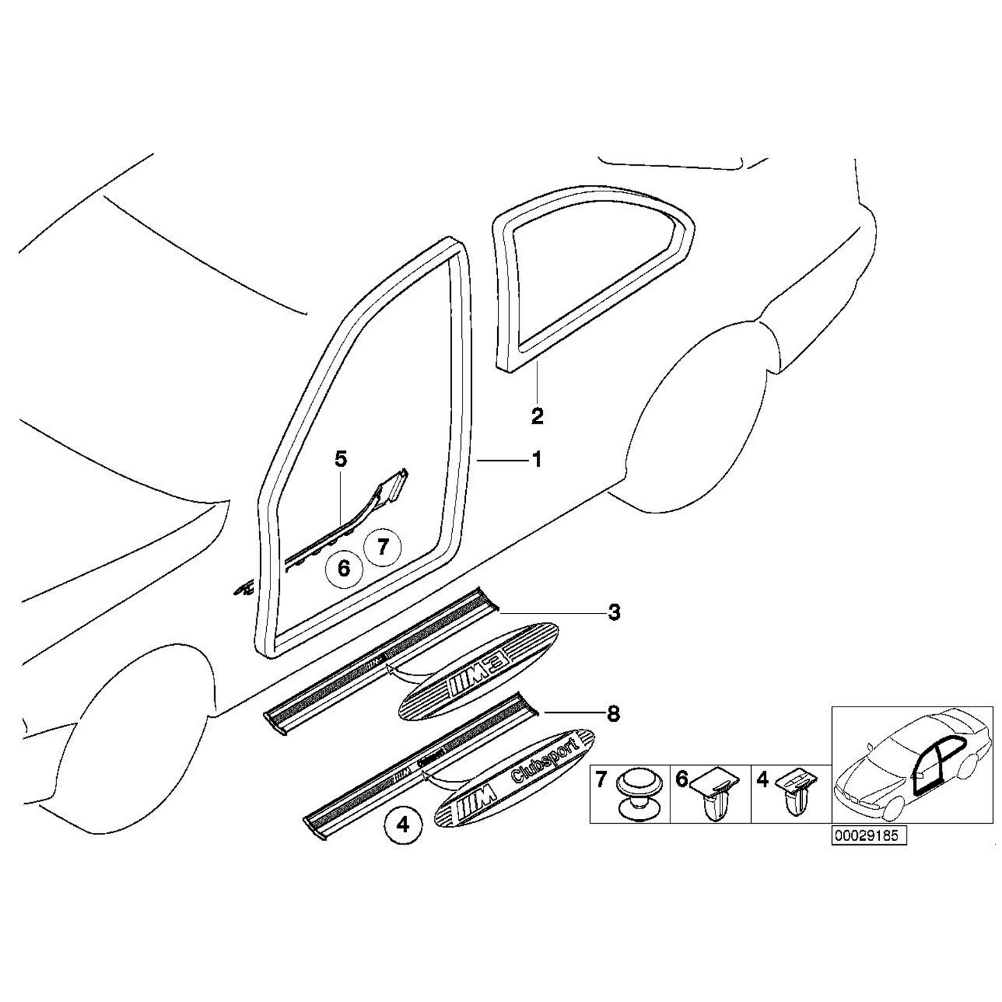 Inner Door Sill Trim Set Left Right for BMW E36 Coupe 1990-97 51478151392