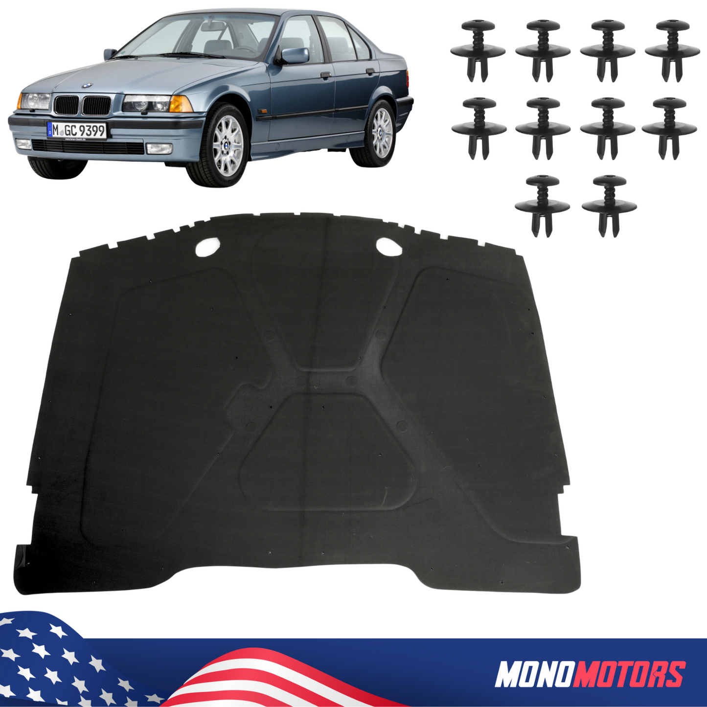 Sound Insulating Engine Hood for BMW E36 Sedan-touring-compact 3 Series W/rivets