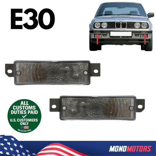 Front Bumper Indicator Turn Lights Smoke Right & Left Set for BMW E30 1988–1991