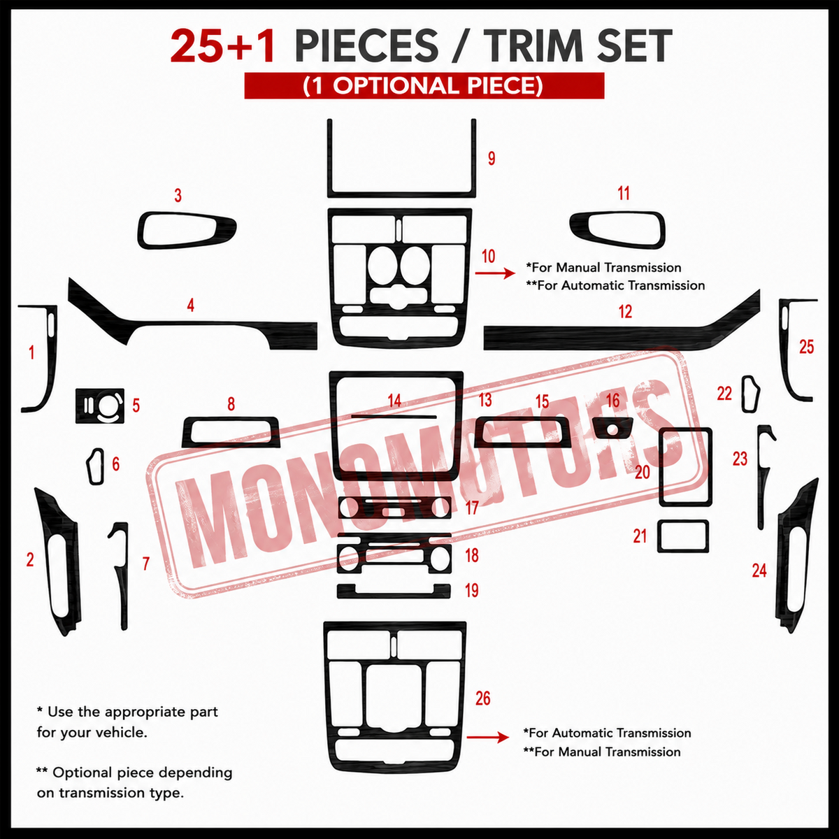 Wood Look Dash Trim Kit for Mercedes Vito W639 111 115 122 2006-2010