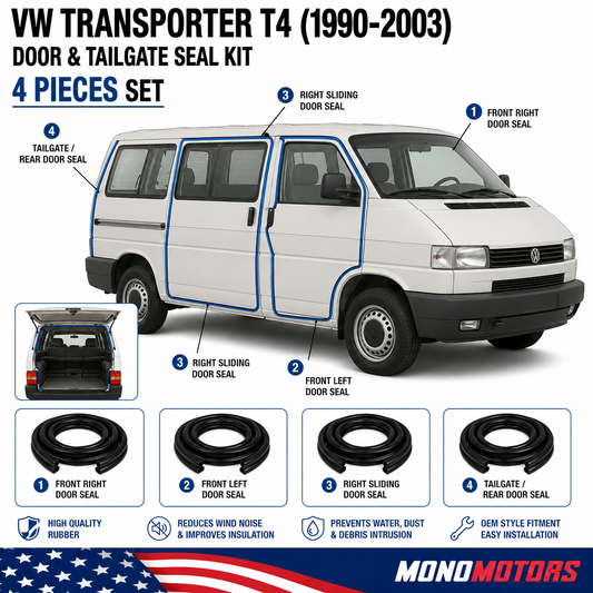 Velvet Door Seal Set for VW Transporter T4 1990–2003 4pcs Rubber