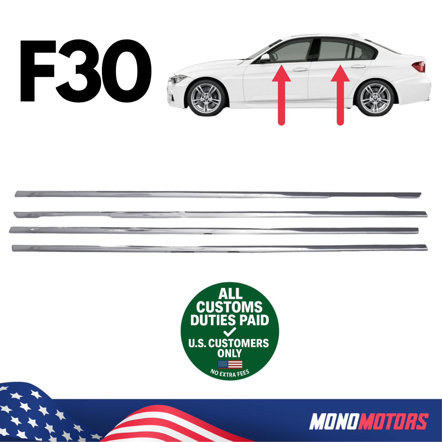 Windows Frame Trim Chrome 4pcs for BMW F30