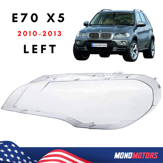 Left Headlight Cover for BMW E70 X5 Lci 2010-13 Plastic Transparent Cover Clean
