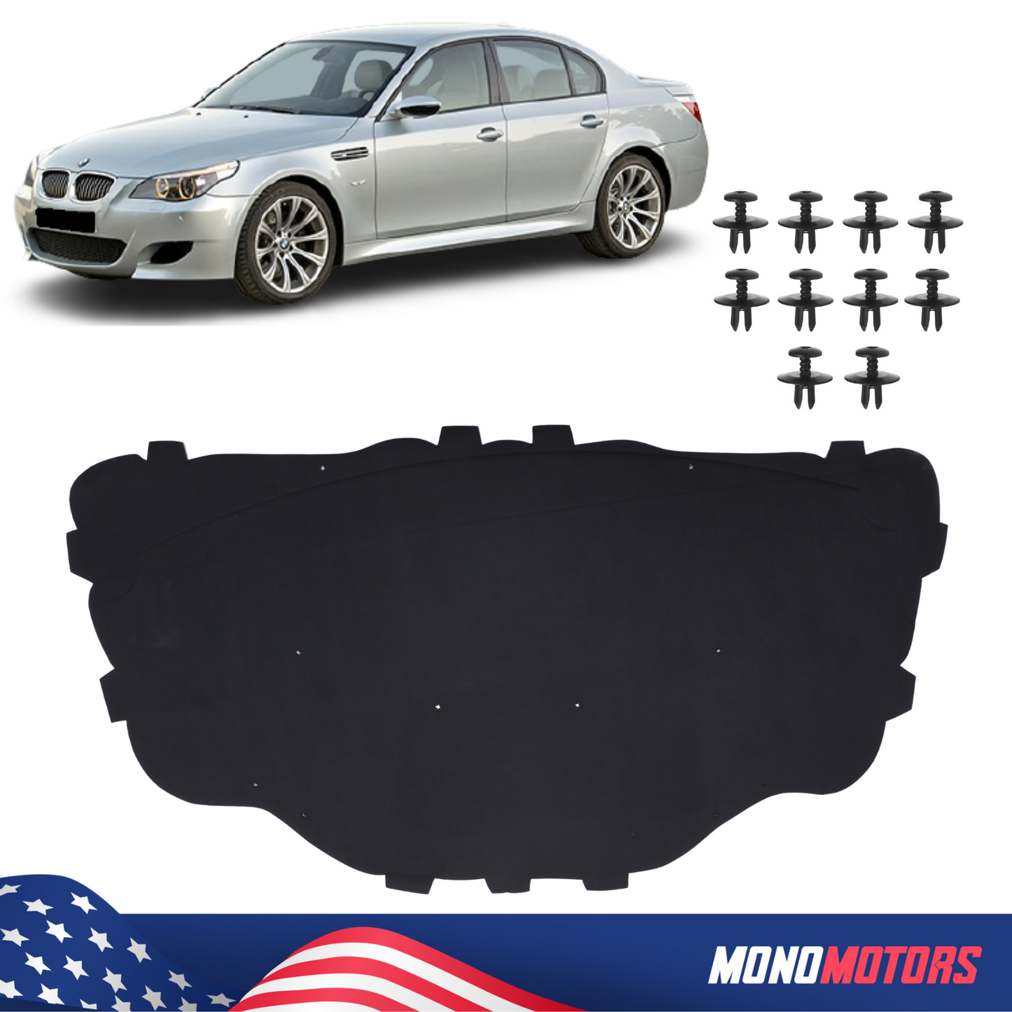 Hood Heat Insulation Pad Rivets Foam Pad for BMW E60 E61