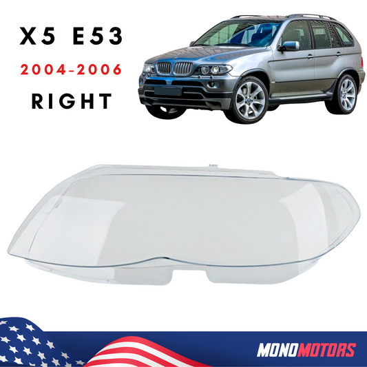 Right Headlight Lens Cover for BMW X5 E53 2004 - 06 Clean Smooth Headlamp Cover