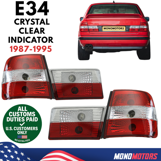 Rear Tail Light Set for BMW E34 1987-1995 Crystal Clear Indicator 4 Pcs