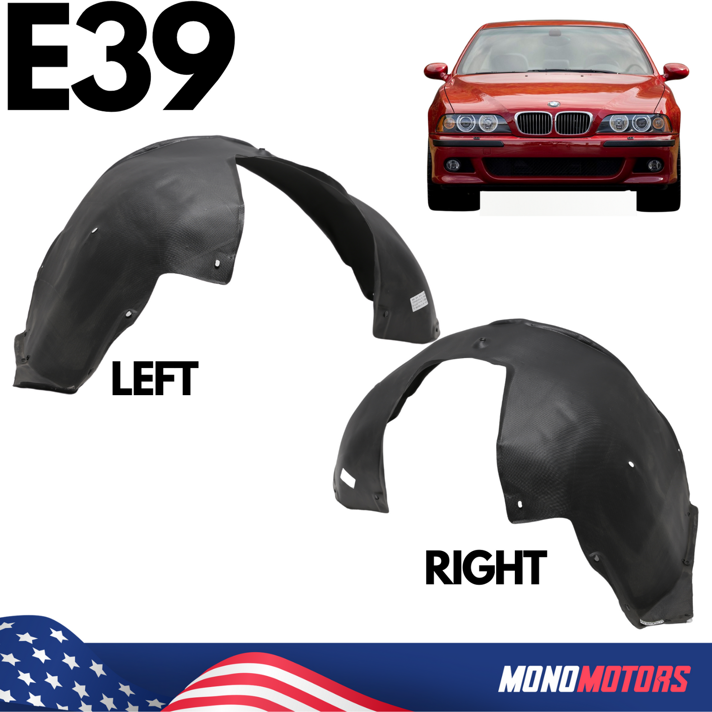 Fender Liner Set Front Driver and Passenger Side for BMW E39 Inner Splash Shield