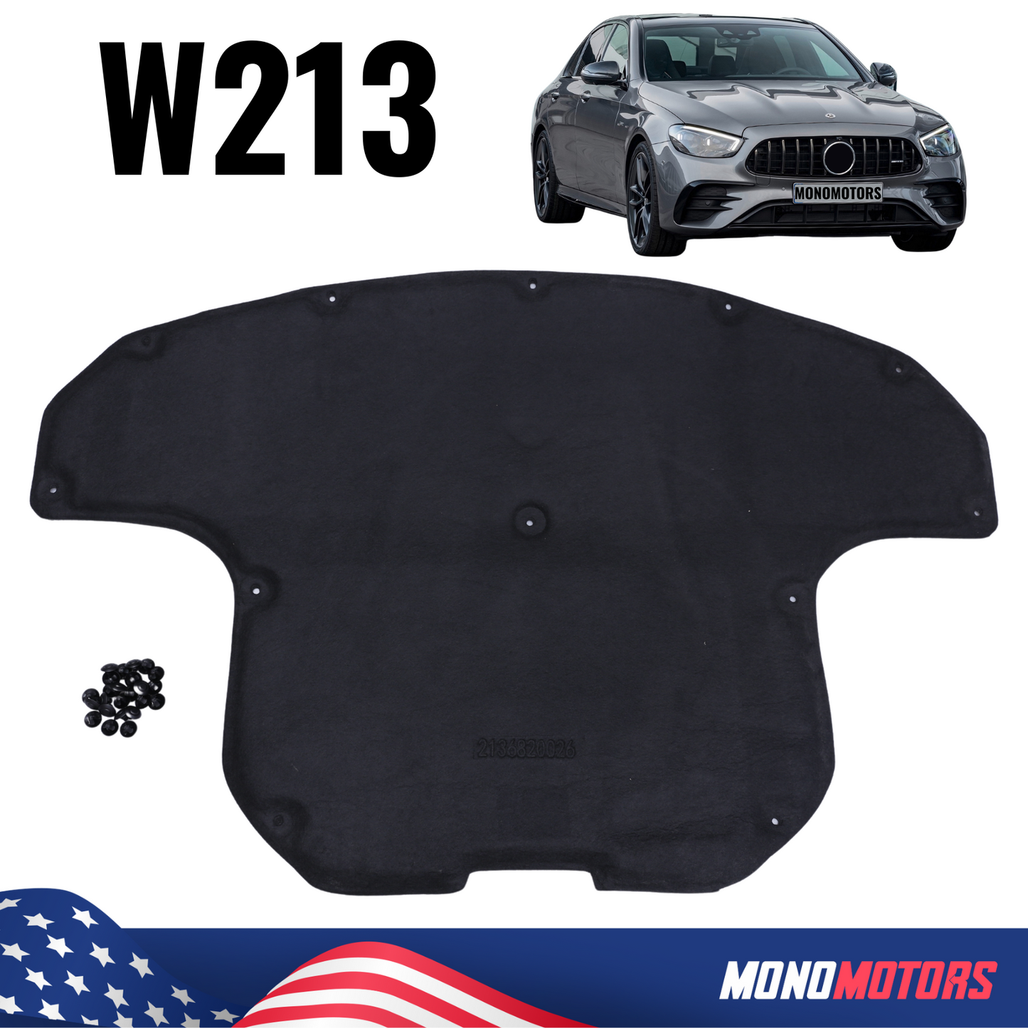 Hood Panel for for Mercedes-benz W213 Sedan 2016+ E Class Mb Insulation Cowl Pad