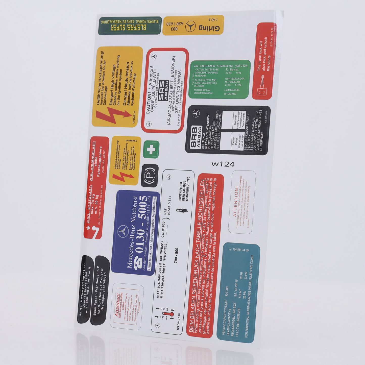 Stickers Decals Set Best Quality for Mercedes W124