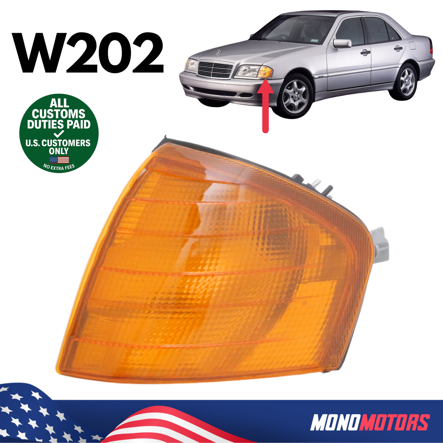 Turn Signal Left Yellow for Mercedes W202 1993-2000 A2028260543