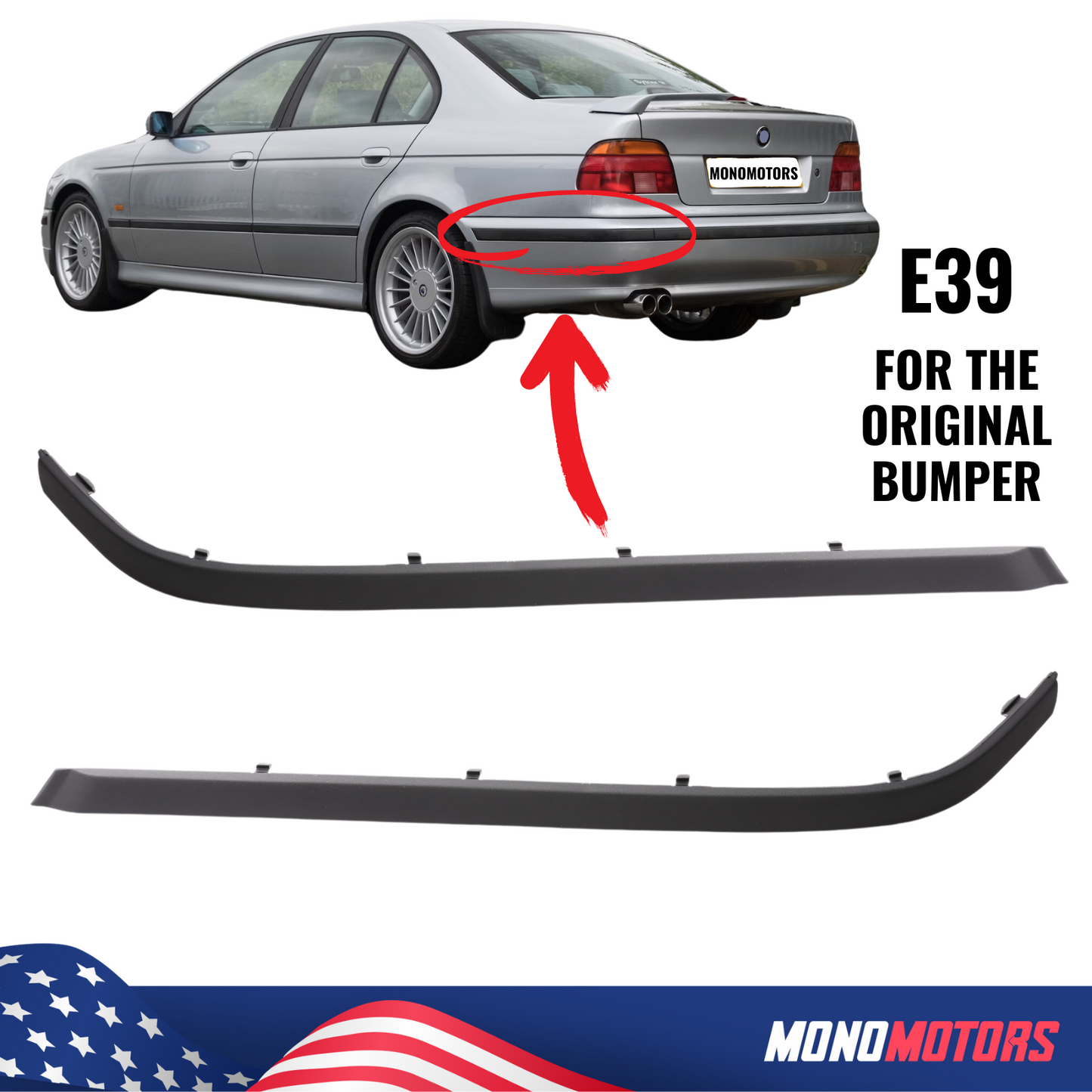 Rear Bumper Trim Strip for BMW E39 528i 1996-2001 5 Series Bumper Moulding Trims