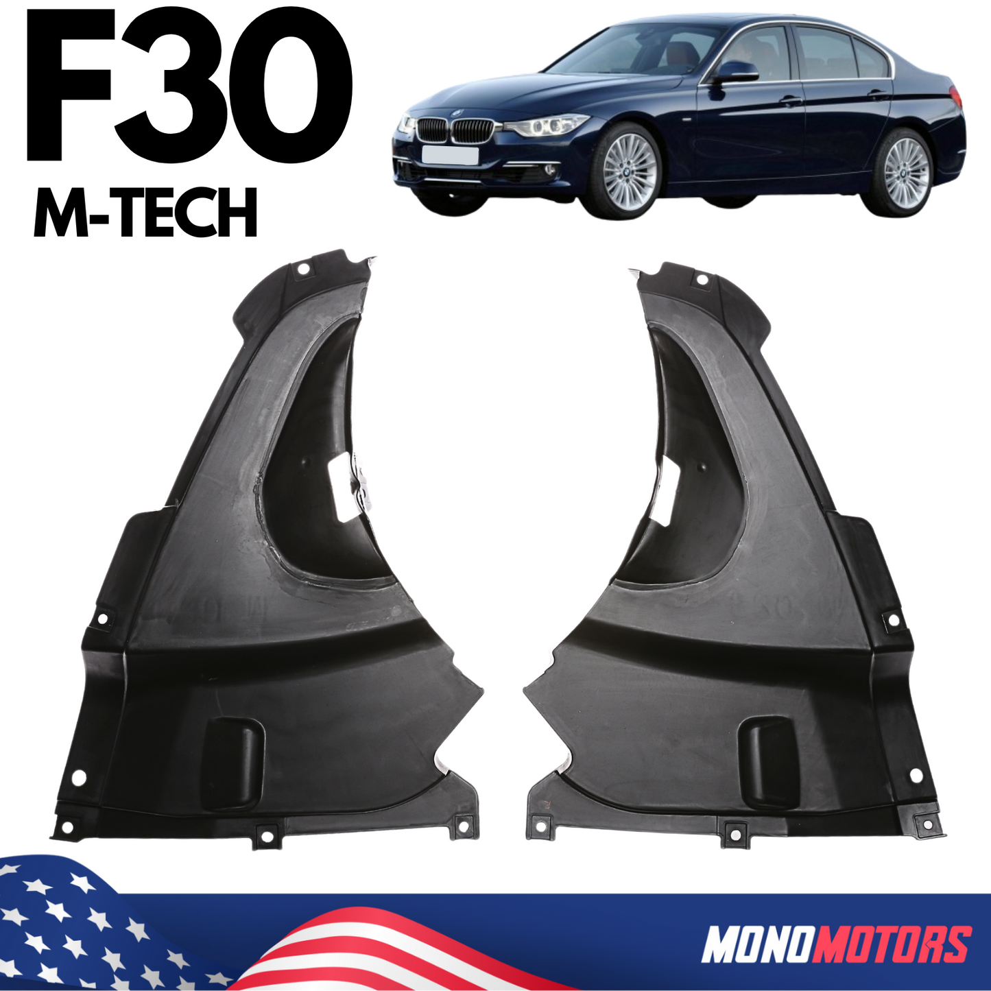 BMW 3 F30 F31 M-tech Front Part Mud Guard Splash Arc Pair Set L + R Mud Flap