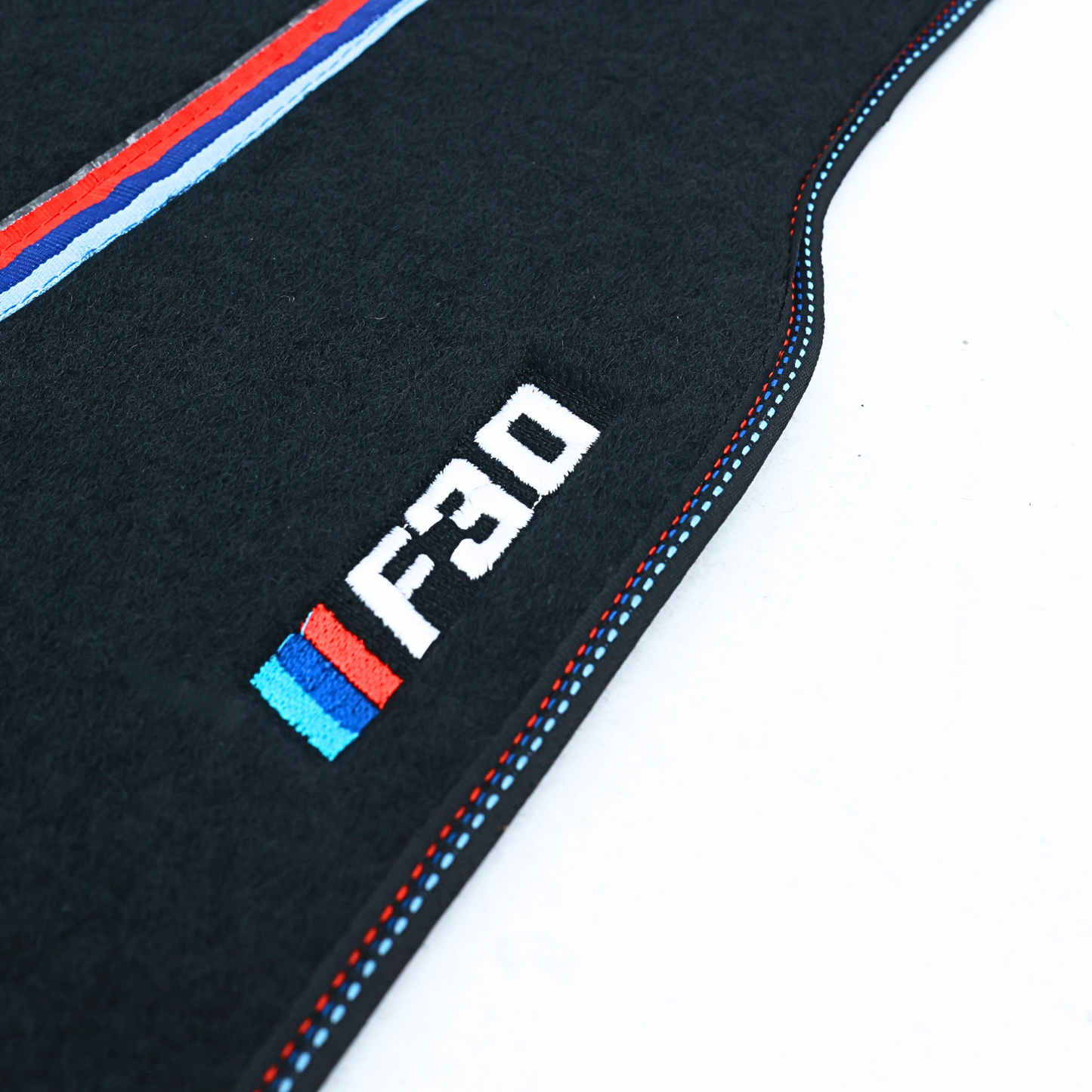 Black Floor Mats Set for BMW F30 3 Series M Sport Color Stitching