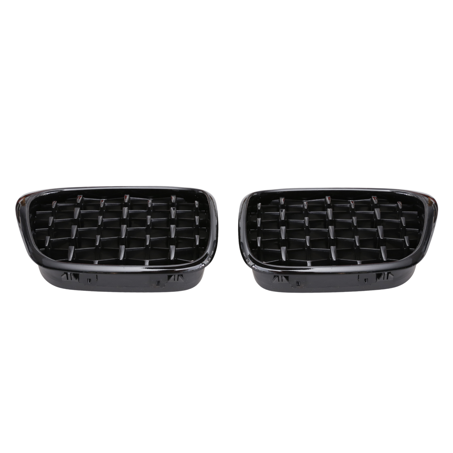 BMW 3 E39 Gloss Black Diamond Mesh Grille 1996-2003 Kidney Grille Pair