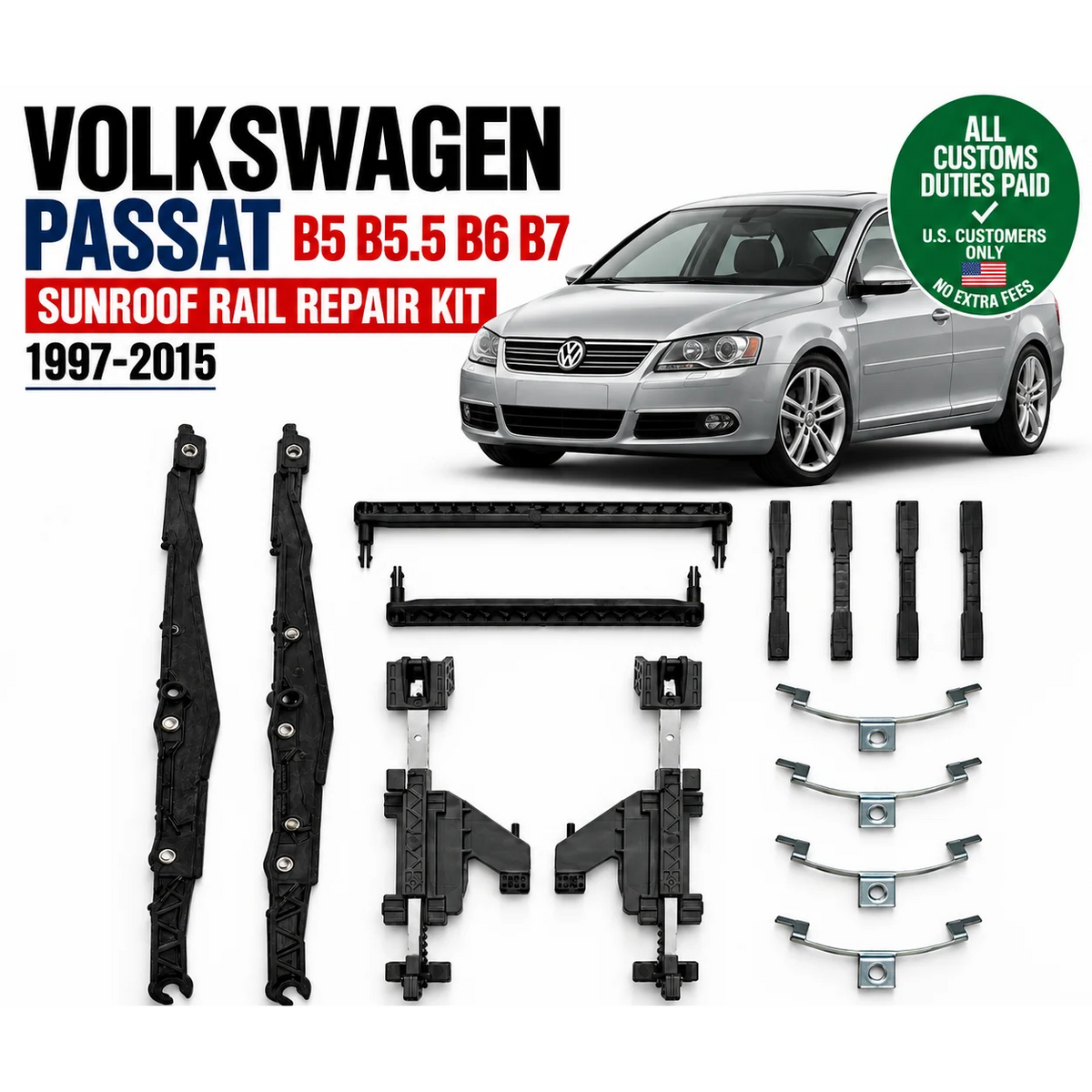 Sunroof Rail Repair Kit for VW Passat B5 B5.5 B6 B7 1997-2015