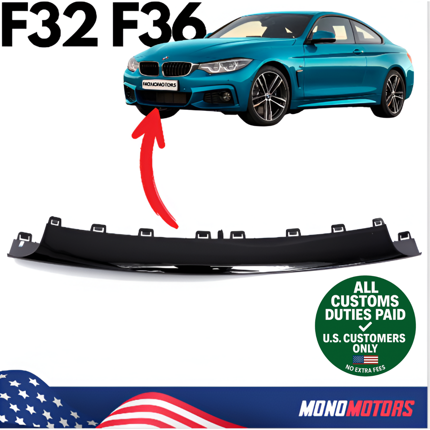 BMW F32 F33 F36 Bumper Lip 2011-2017 Sport Line Front Center Lower Spoiler