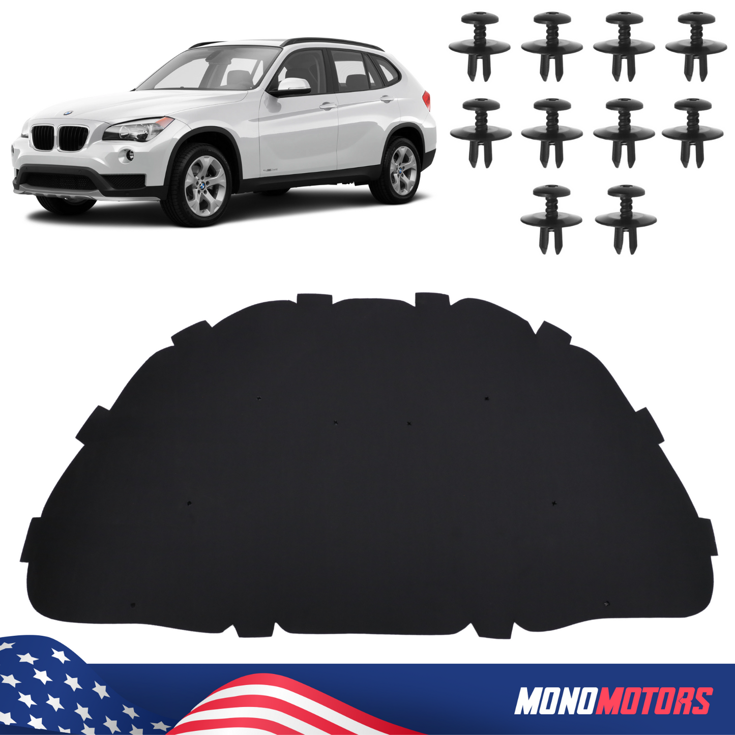 Hood Heat Insulation Pad + Rivets Foam Pad for BMW X1 E84 OEM 51481234000