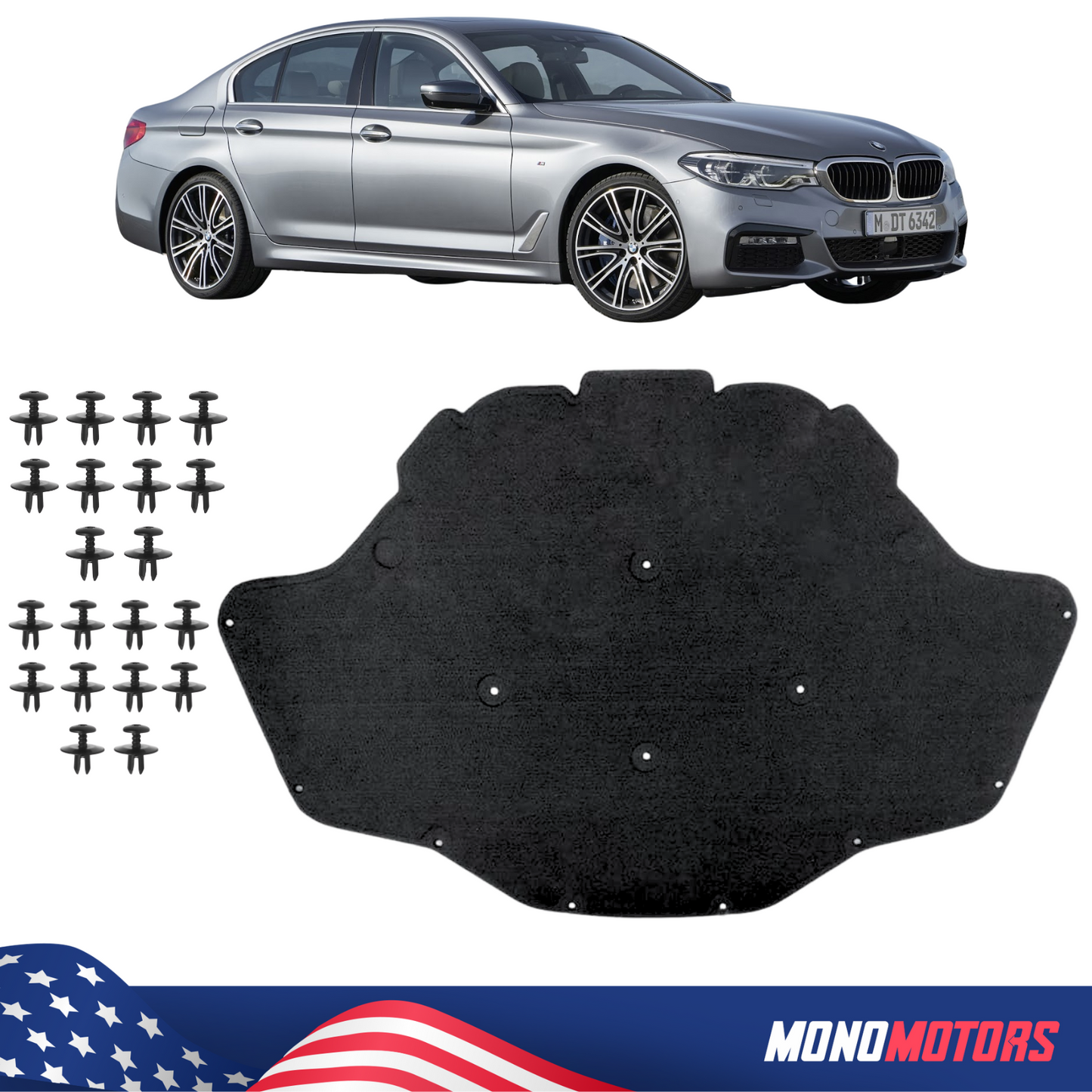 Front Hood Insulation Sound Cover Panel Liner for BMW 5 Series G30 G31 G38 2016+