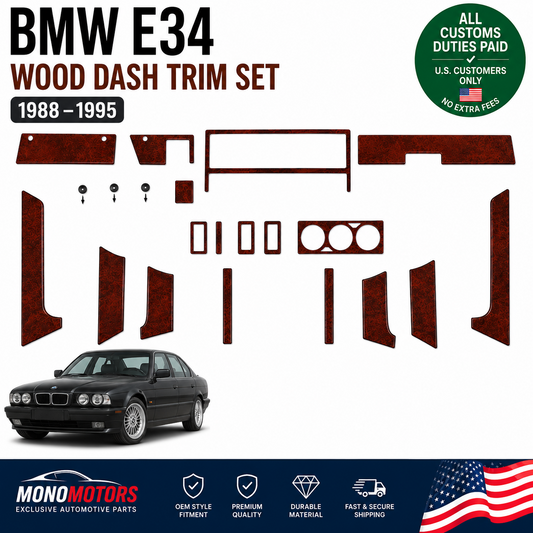 Wood Look Dash Trim Kit for BMW 5 Series E34 Walnut Self Adhesive 88-95