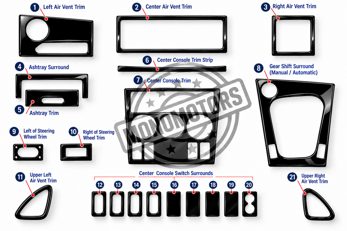 Interior Dash Trim Kit for BMW Z3 1999-2005 Piano Black 21 Pcs