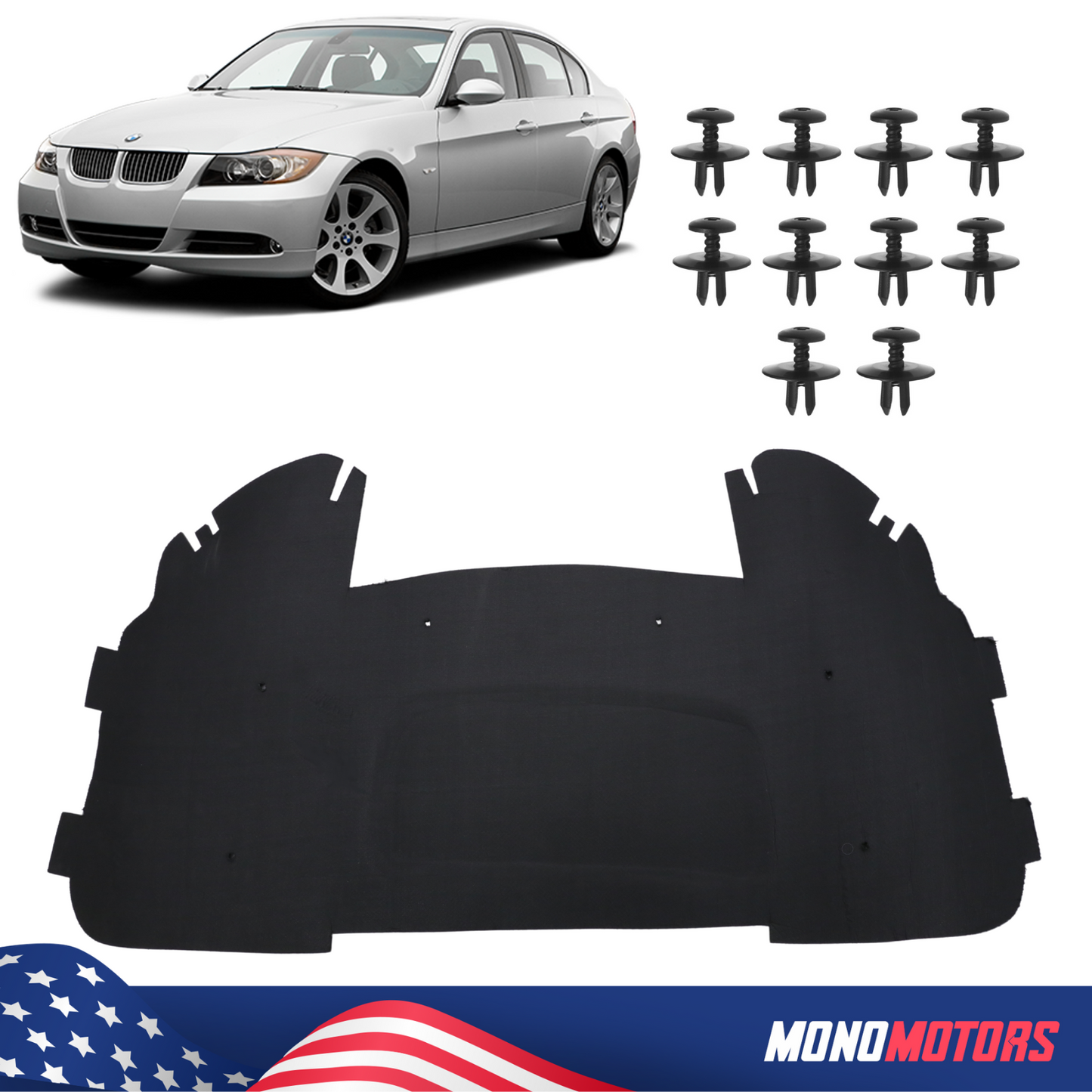 Hood Heat Insulation Pad Rivets Foam Pad for BMW E90 E92 E93 OEM 51487059260