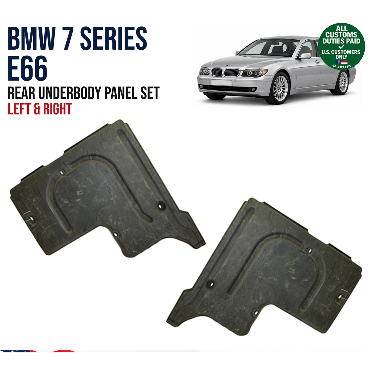 Rear Underbody Panel Left Right for BMW 7 Series E66 OEM 51717020535 51717020536