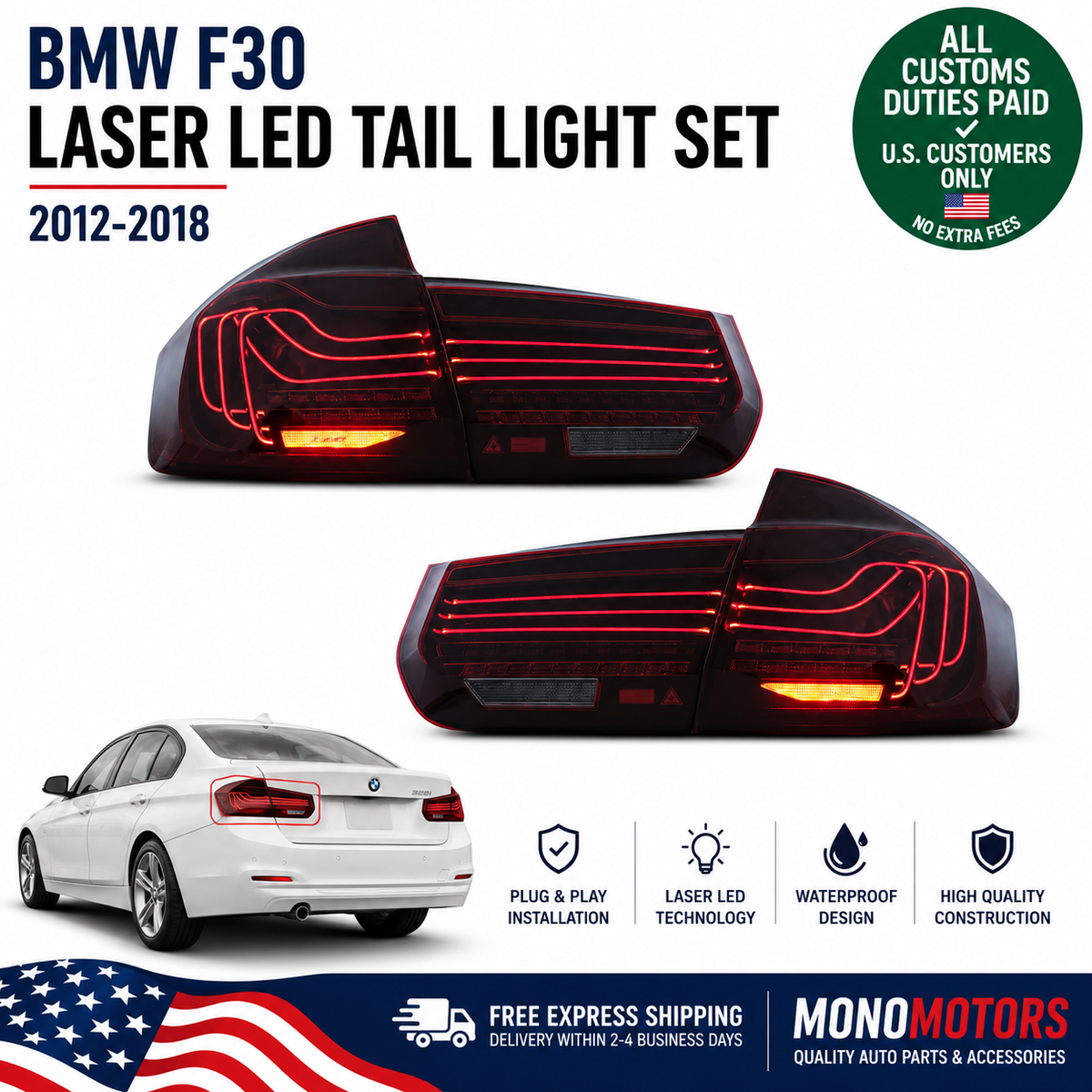Laser LED Tail Light Set for BMW F30 F80 M3 Csl Style 2011-2019
