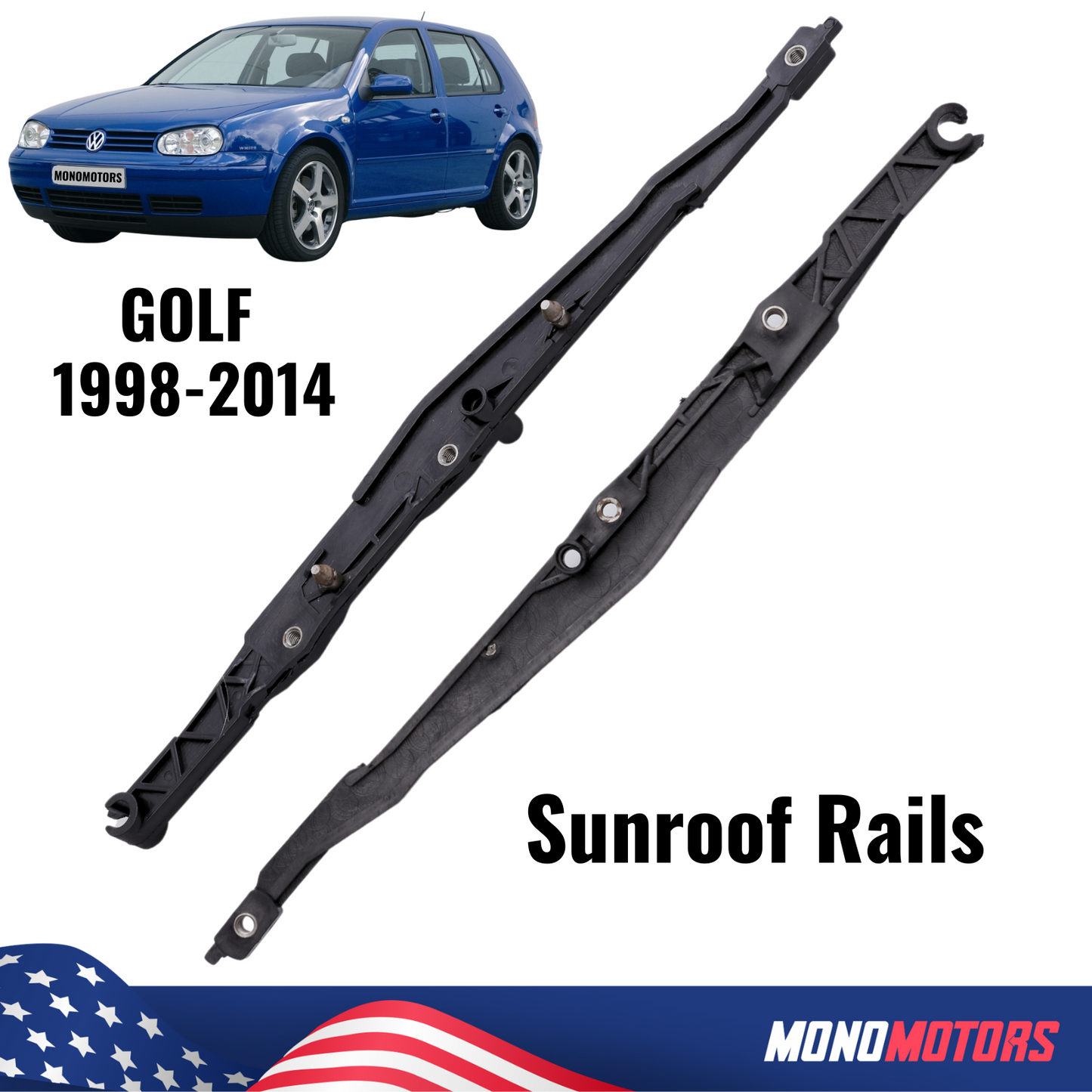 Sunroof Rails for Volkswagen Golf 1998-2004 Left and Right Plastic Slide Rails