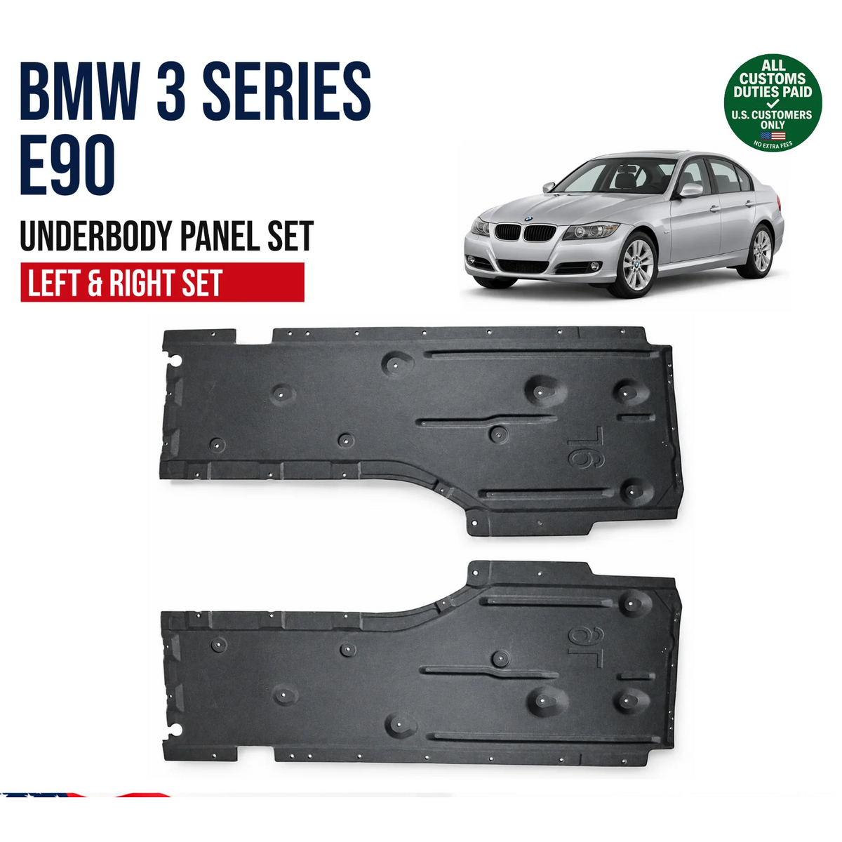 Underbody Panel Set Left Right for BMW E90 E90 Lci OEM 51757059391 51757059392