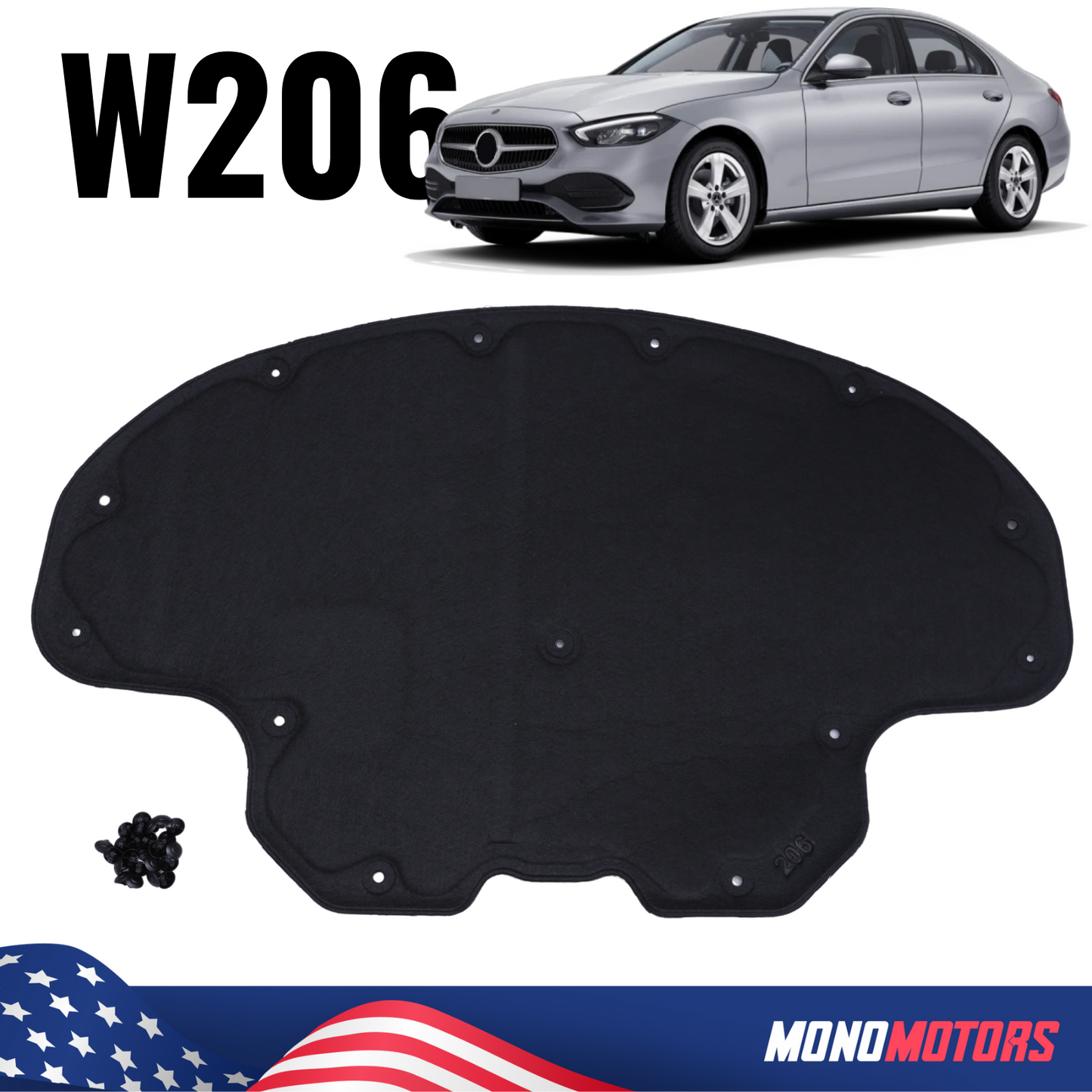 Hood Panel for for Mercedes-benz W206 C Class 2020-2022 Mb Insulation Panel Pad