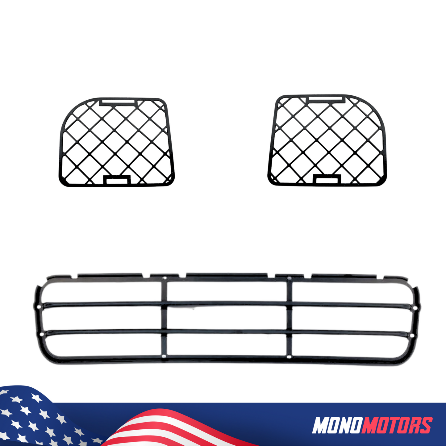 3 Pcs Grille Set for BMW E36 M-tech Bumper Slat Type & Metal