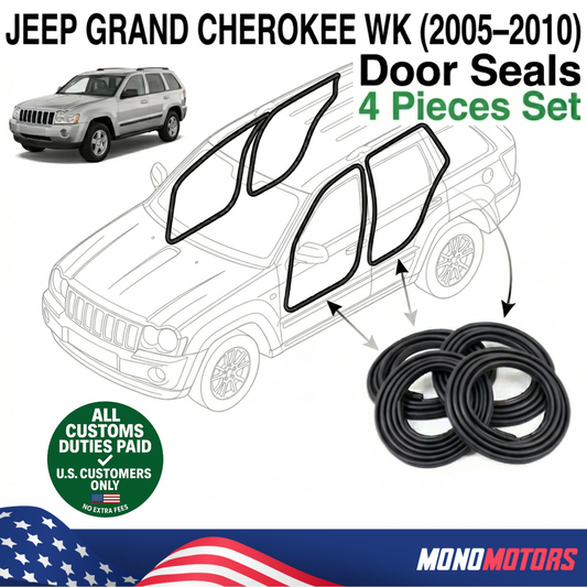 Velvet Door Seal Set for Jeep Grand Cherokee Wk 2005-2010 4pcs Rubber Trim