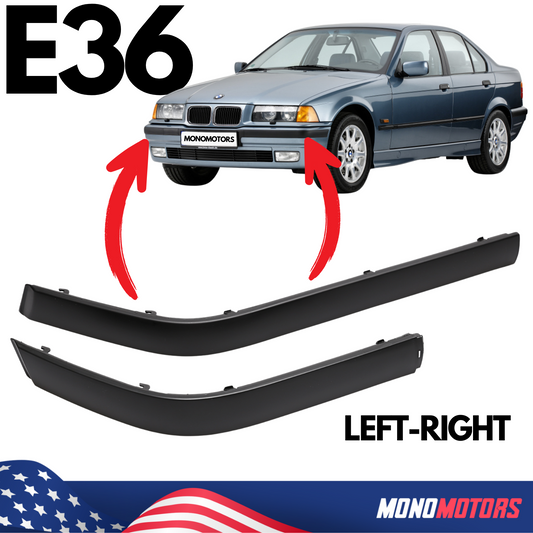 Front Bumper Strips for BMW E36 1990-1994 Front Bumper Moulding Trim Pair L + R