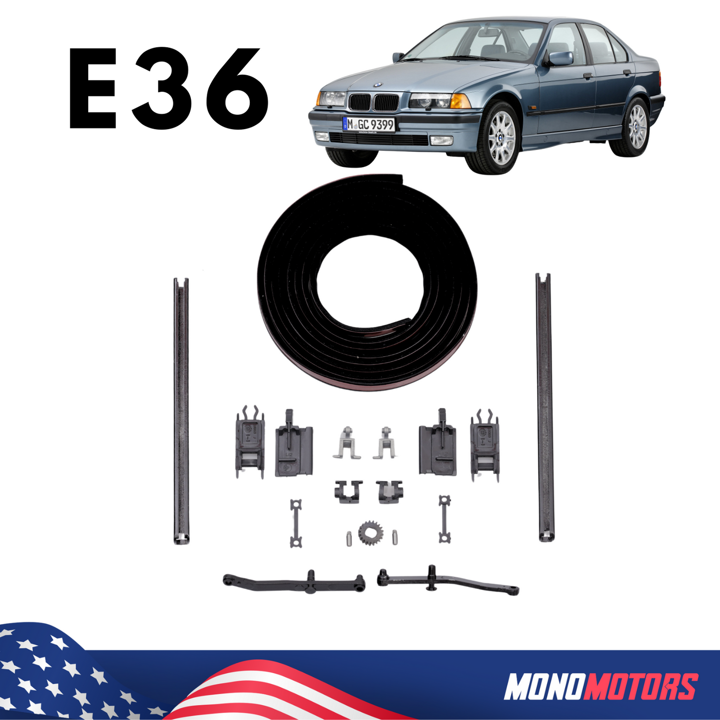Sunroof Mechanism Parts for BMW 3 Series E36 1990-2002 18 Pcs Sunroof Repair Kit