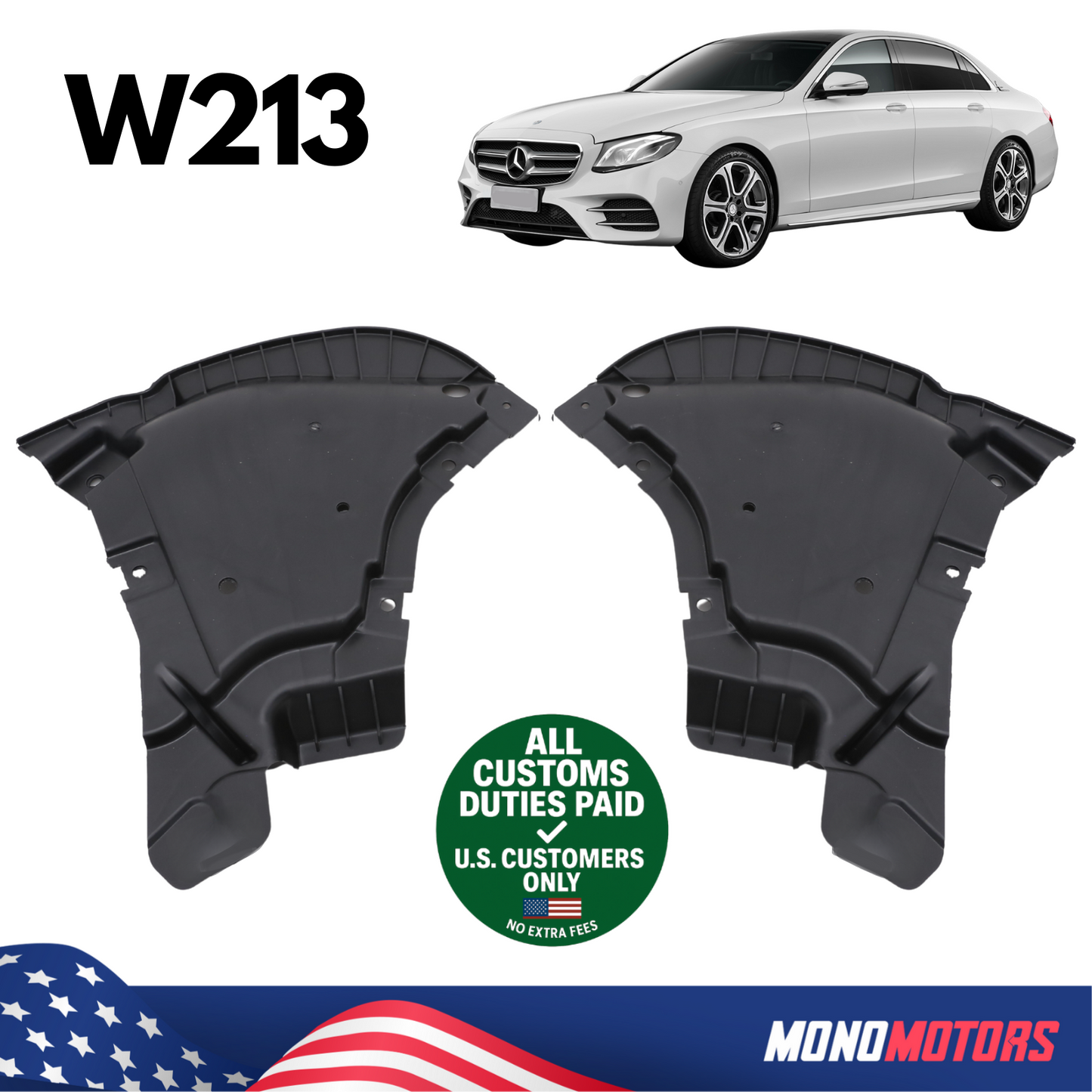 Engine Splash Shield Left Right Set for Mercedes W213 AMG 2135202500 2135202600