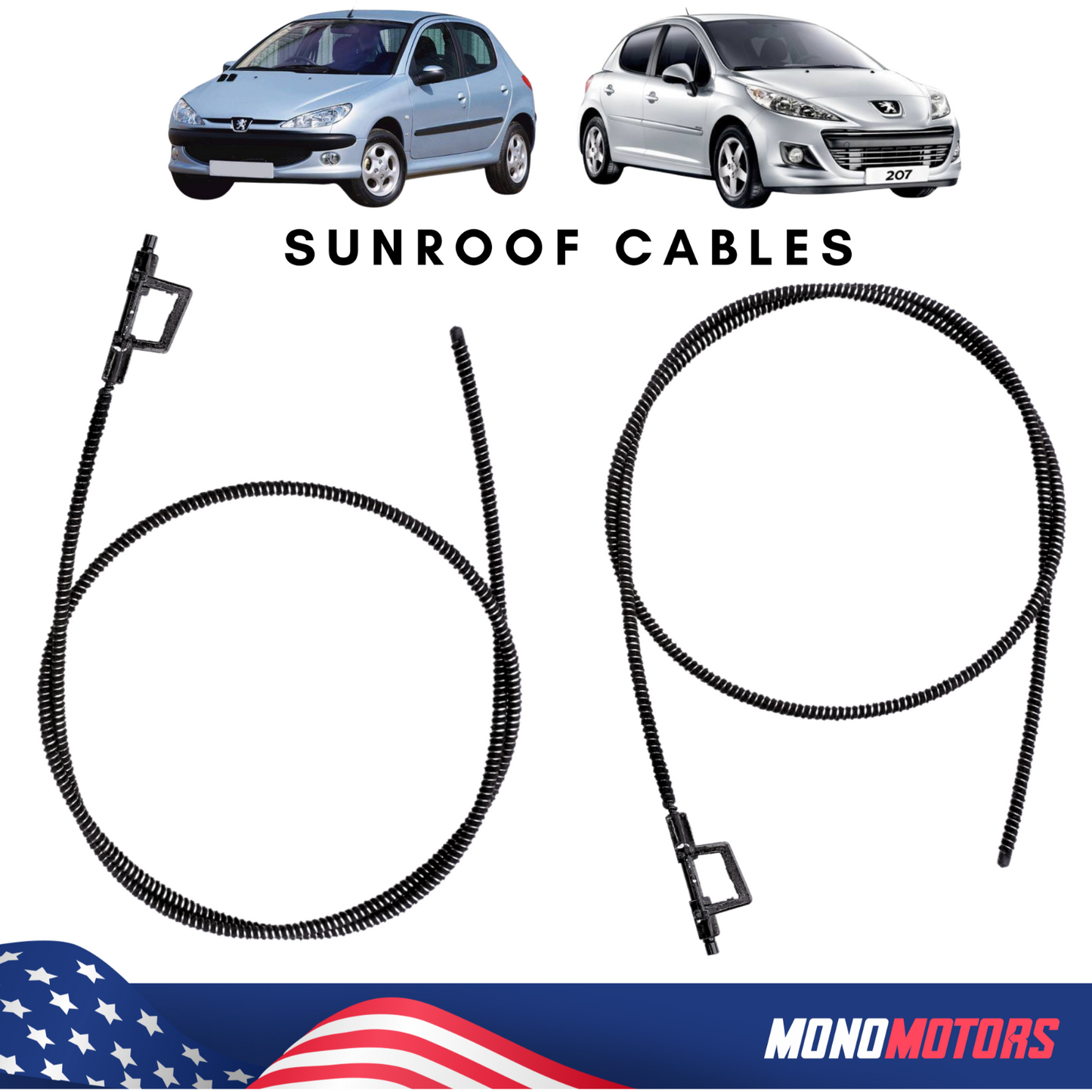 Sunroof Cable for Peugeot 206 206+ 207 Sunroof Pull Wire Cable Left Right 2pcs