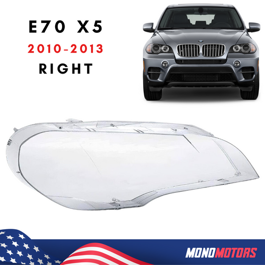 Right Headlight Cover for BMW E70 X5 Lci 2010-13 Plastic Transparent Cover Clean