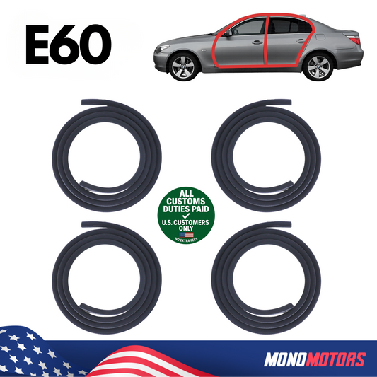 Rubber Door Seal Set Velvet for BMW E60 Sedan OEM 51728196290