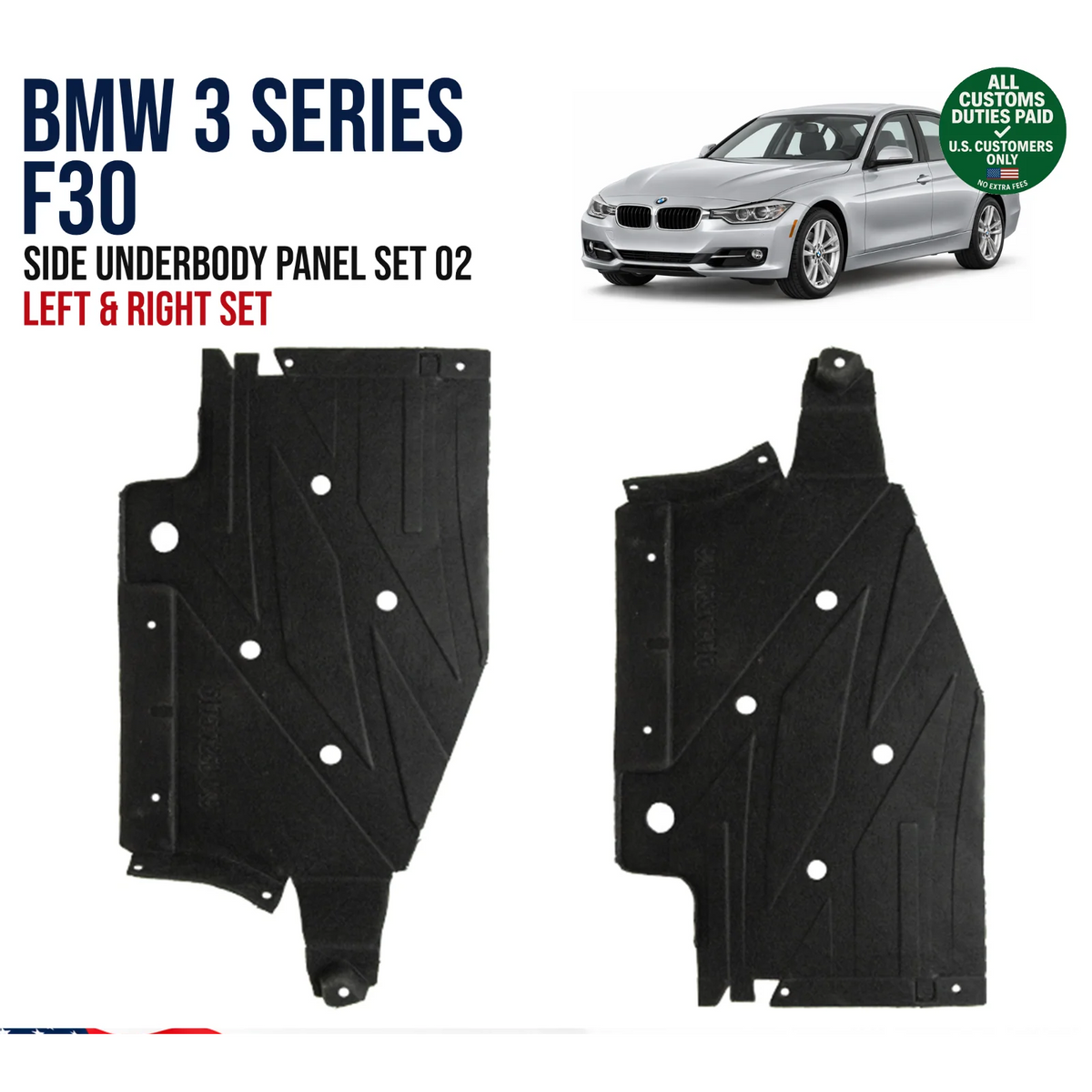 Side Underbody Panel Left Right for BMW F30 F30 Lci OEM 51757258049 51757258050