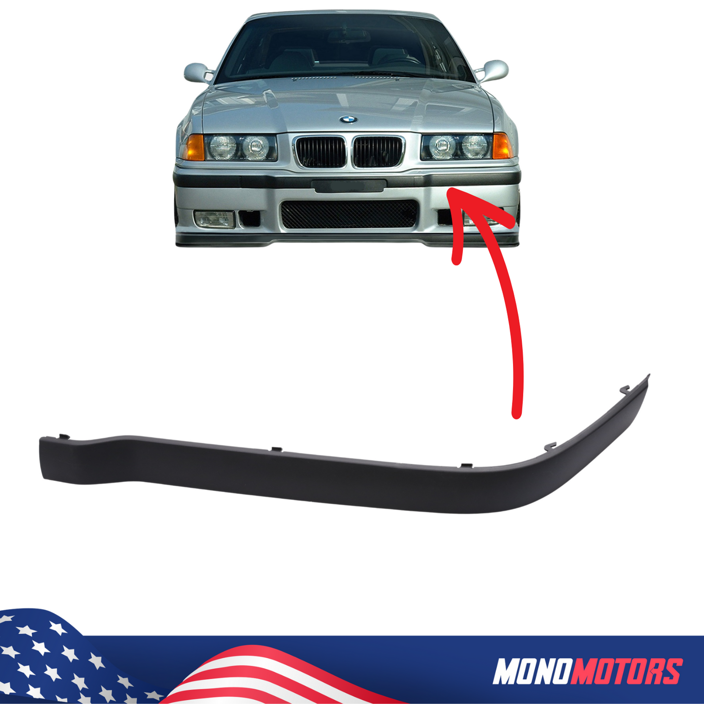 Front Bumper Trim Left Side for BMW 3 Series E36 M M-tech M3 Trim Molding Panel