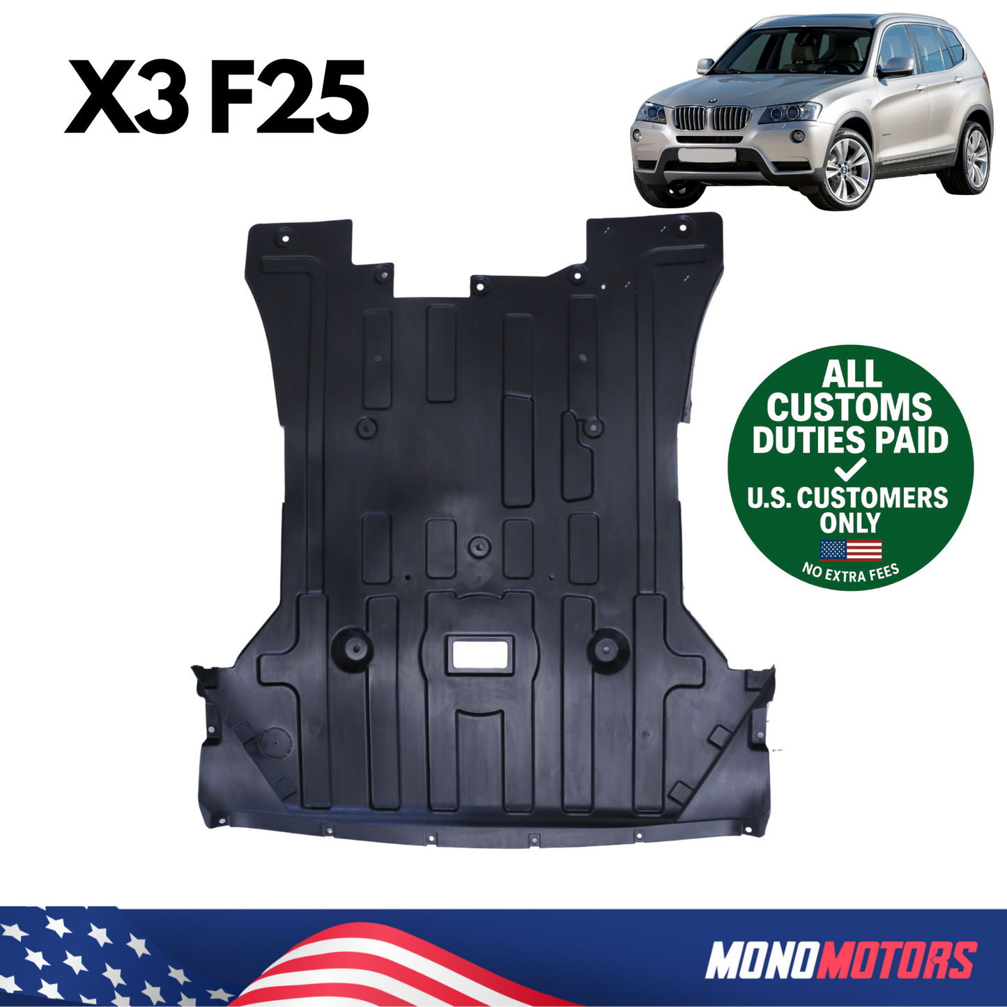 Engine Splash Shield Undertray for BMW X3 F25 2010-2017 OEM 51757213662