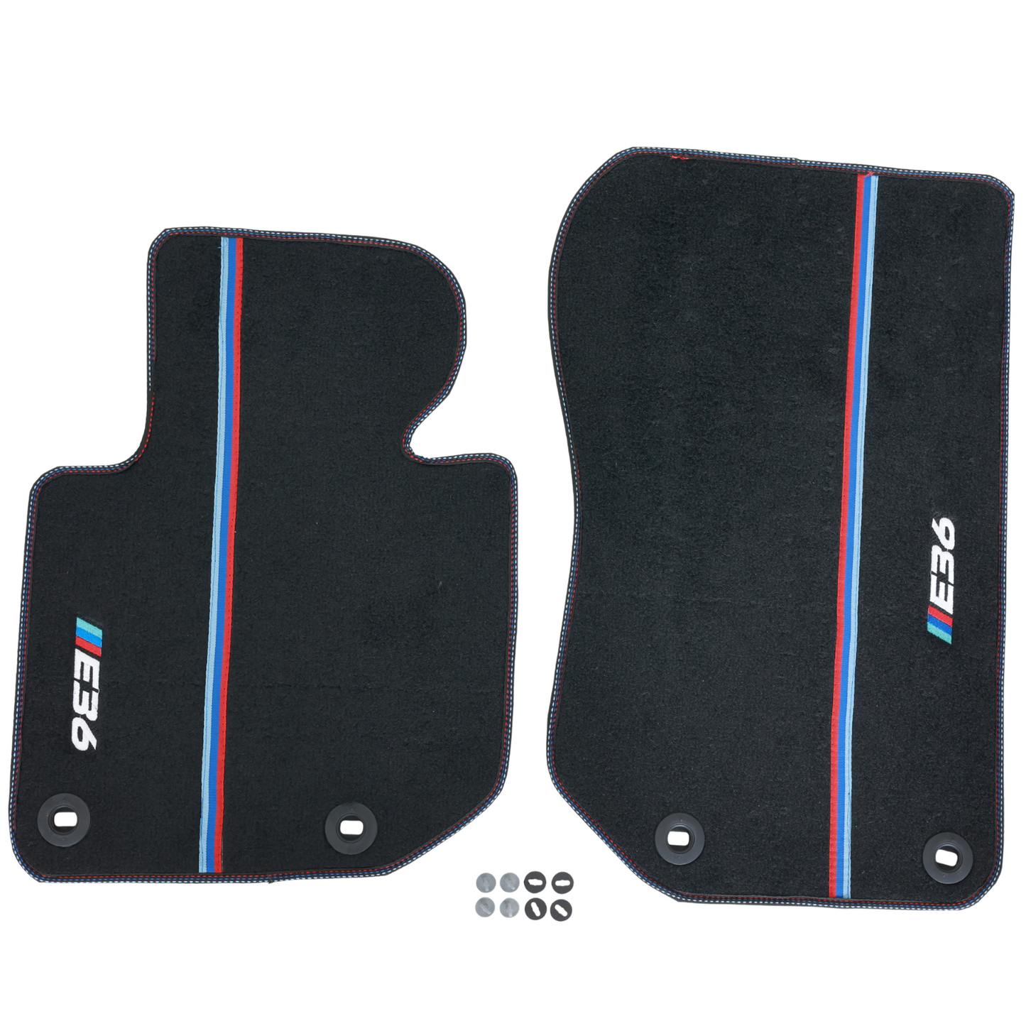 Carpet Floor Mats M Style for BMW E36 Sedan Non Slip 4pcs Set Clips