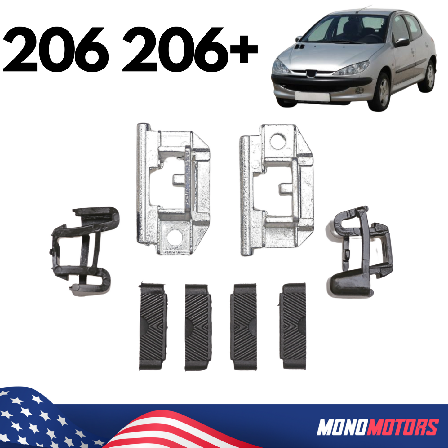 Peugeot 206 206+ Sunroof Repair Kit Left Right Metal Slider Rubber Almond