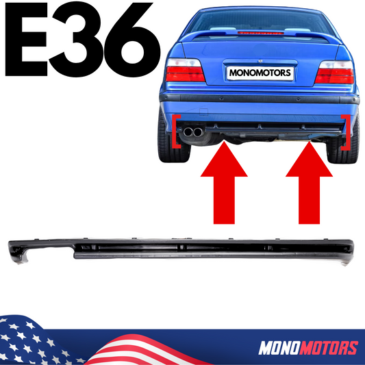 BMW E36 M-tech Rear Bumper Trim Panel Lower Diffuser Dual Pipe Addon Spoiler