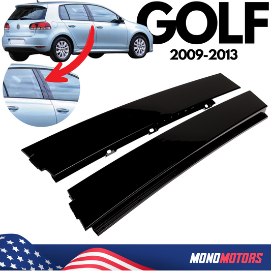 VW Golf MK6 09-13 Door Exterior B-pillar Trims Volkswagen Piano Black 2pcs