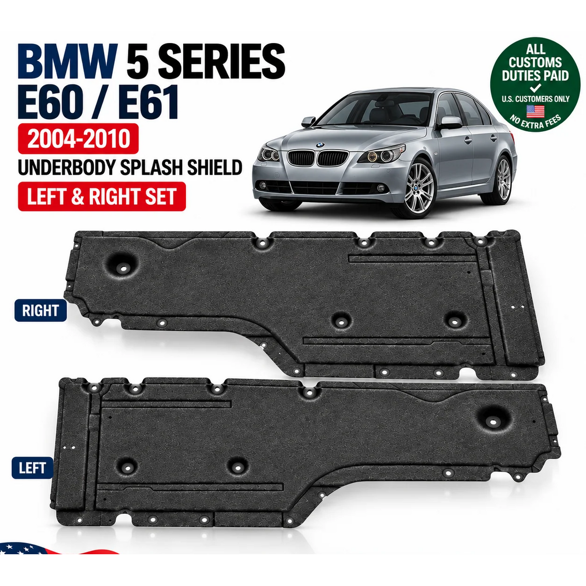 Underbody Panels for BMW 5 Series E60 E61 2004-2010 Left Right Splash Shield