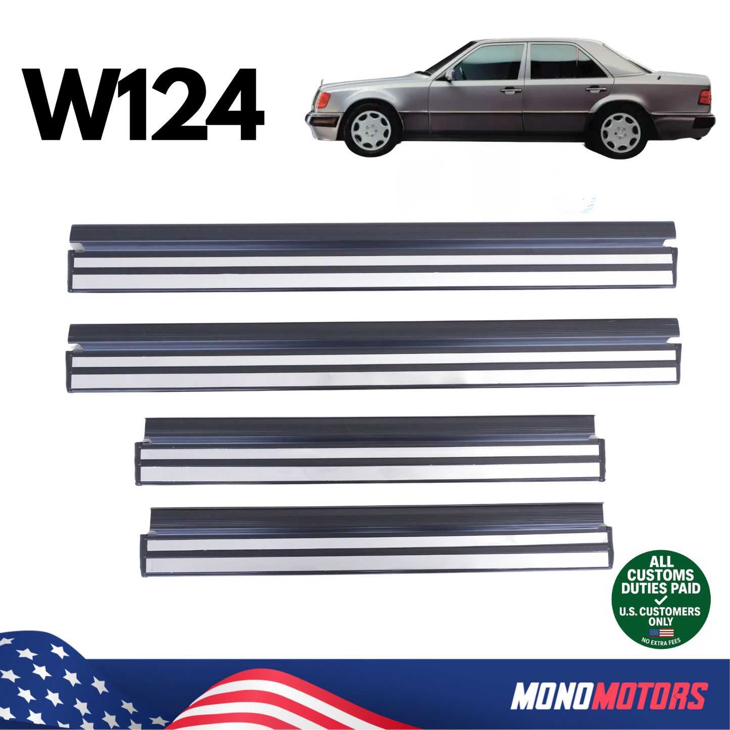 Door Sill Cover Plate Set 4pcs for Mercedes W124 1985-1996 1246800735/835